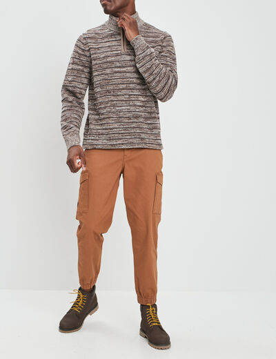 Pull avec col montant camel homme