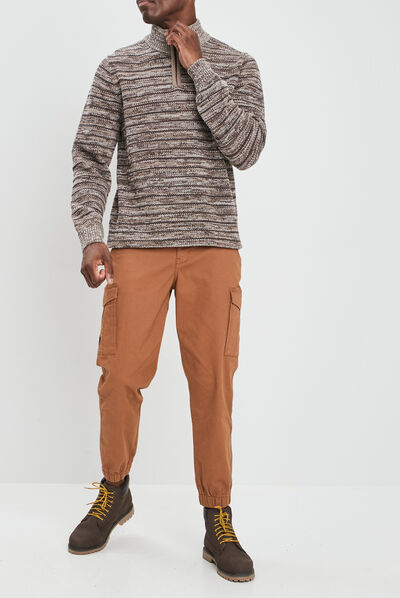 Pull avec col montant camel homme
