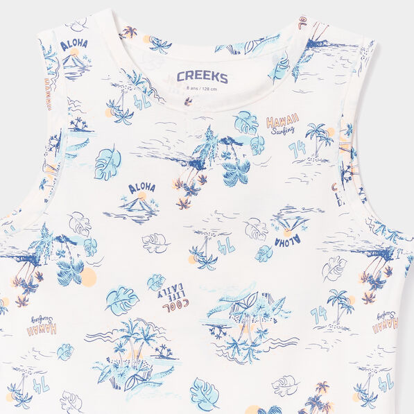 debardeur droit col rond coton creeks ecru garcon Débardeur droit col rond coton Creeks ecru garçon