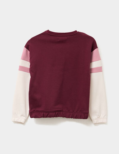 Ensemble jogging sweat et pantalon coton bordeaux fille