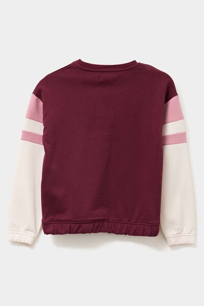 Ensemble jogging sweat et pantalon coton bordeaux fille