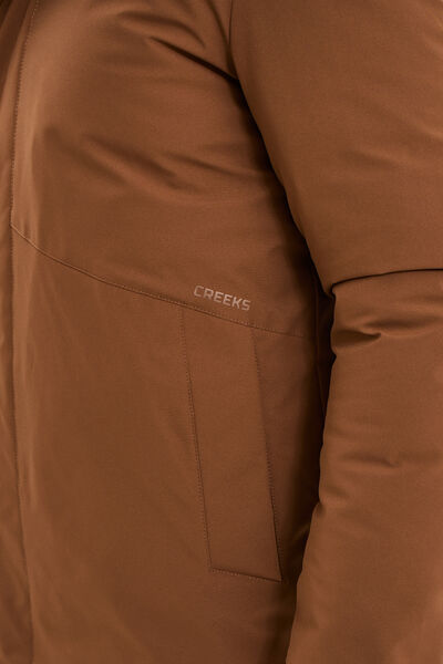 Parka mi-longue &agrave; capuche marron homme