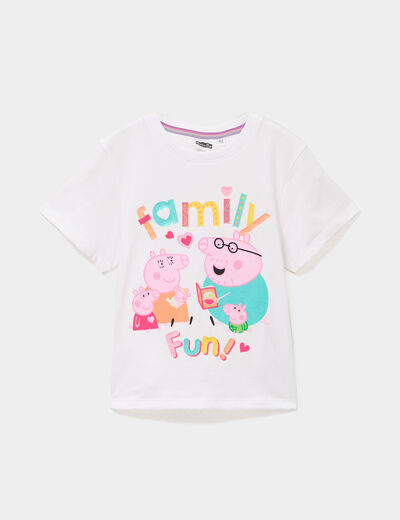 T-shirt manches courtes coton Peppa Pig blanc fille