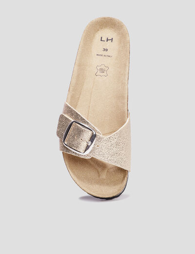 Mules effet métallisé jaune or femme
