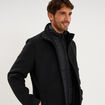 Manteau mi-long col montant zipp&eacute; noir homme