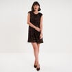 Robe courte &agrave; sequins sans manches marron fonc&eacute; femme