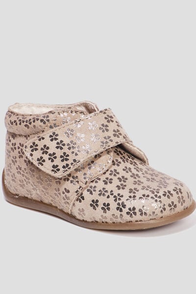 Bottillons scratchs cuir semelle souple marron b&eacute;b&eacute; fille