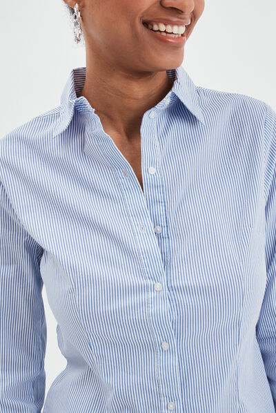 Chemise cintrée manches longues blanc femme