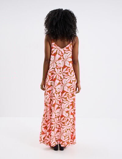 Robe avec bretelles longue orange femme