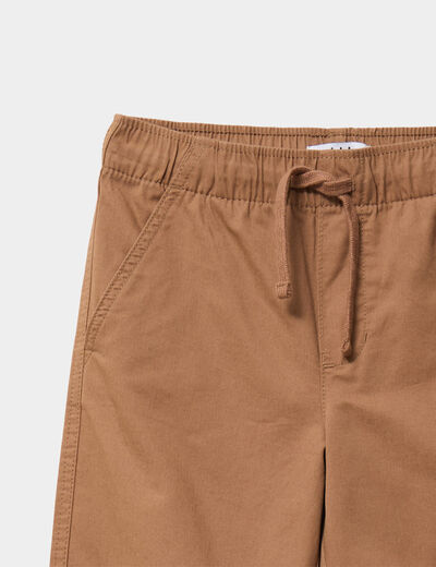 Pantalon battle taille élastiquée coton marron garçon