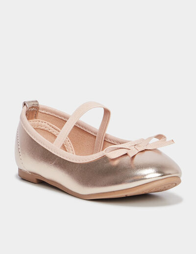 Ballerines bride élastiquée jaune or fille