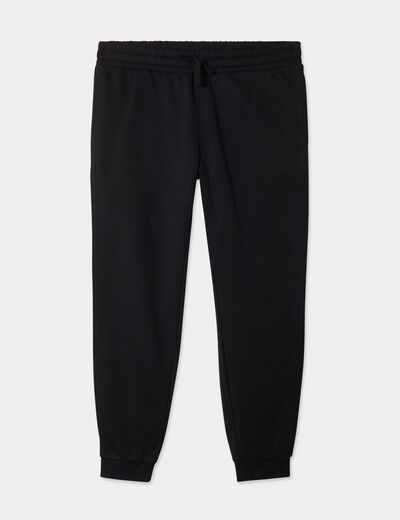 Pantalon jogging droit molleton noir homme