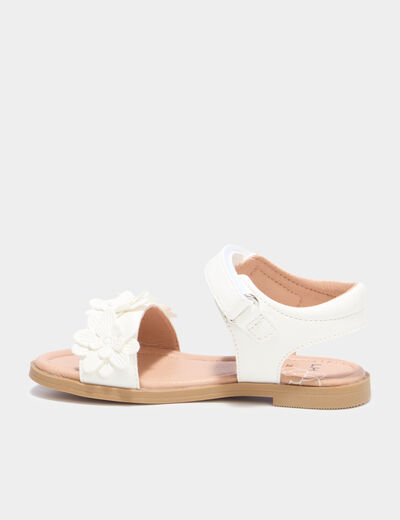 Sandales c&eacute;r&eacute;monie avec bride &agrave; scratch blanc fille