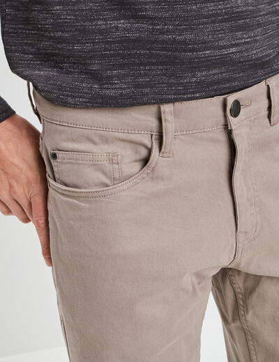 Pantalon droit en coton stretch taupe homme