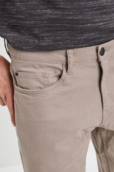 Pantalon droit en coton stretch taupe homme