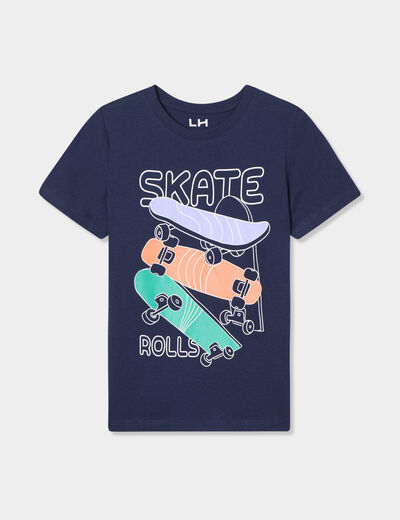 T-shirt droit manches courtes coton bleu marine garçon