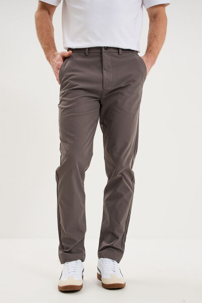 Pantalon chino droit extensible gris fonc&eacute; homme