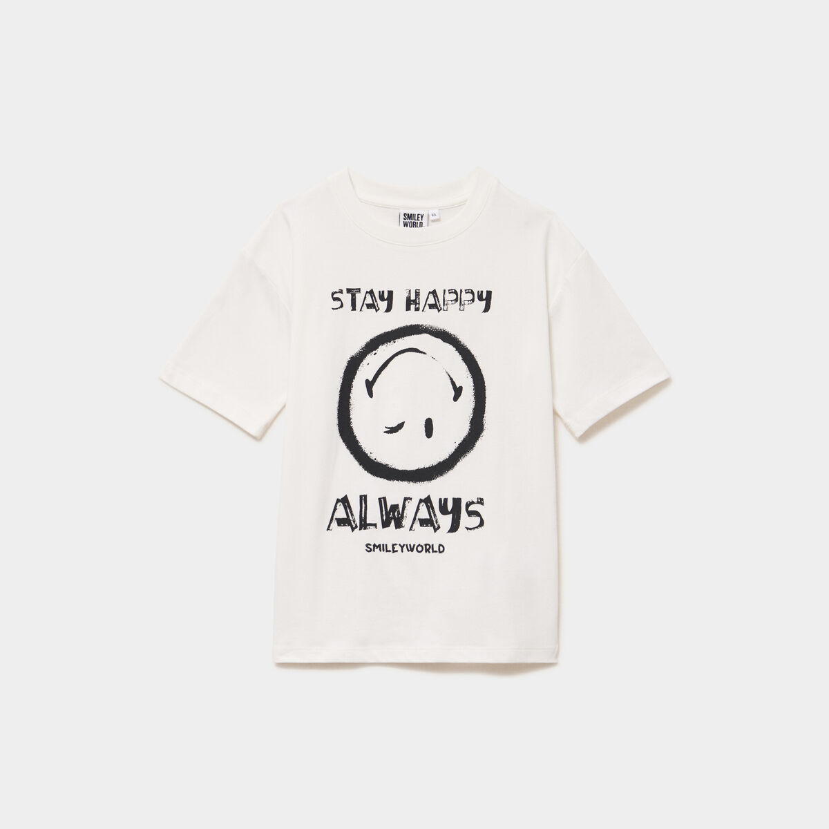 T-shirt col rond coton Smiley World ivoire gar&ccedil;on