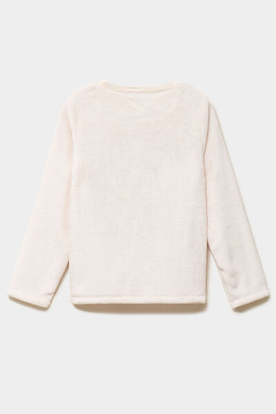 Ensemble pyjama brod&eacute; velours 2 pi&egrave;ces rose clair fille