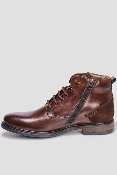 Bottines zippées en cuir Blark marron homme