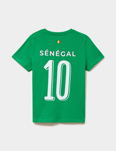 T-shirt maillot football S&eacute;n&eacute;gal coton vert menthe mixte