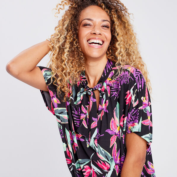 T-shirt à manches courtes noir femme