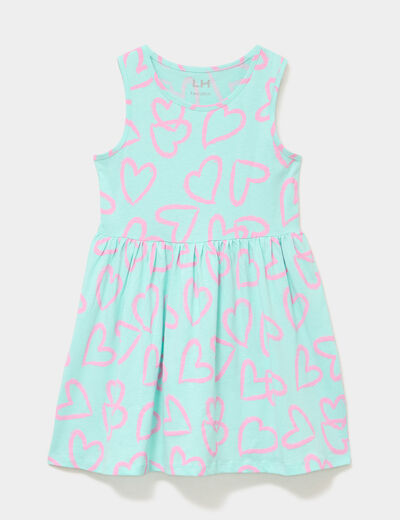 Robe patineuse sans manches coton bleu turquoise fille
