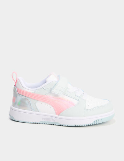 Tennis basses à scratchs Puma vert pastel fille