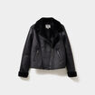 Veste biker simili cuir fourr&eacute;e noir femme