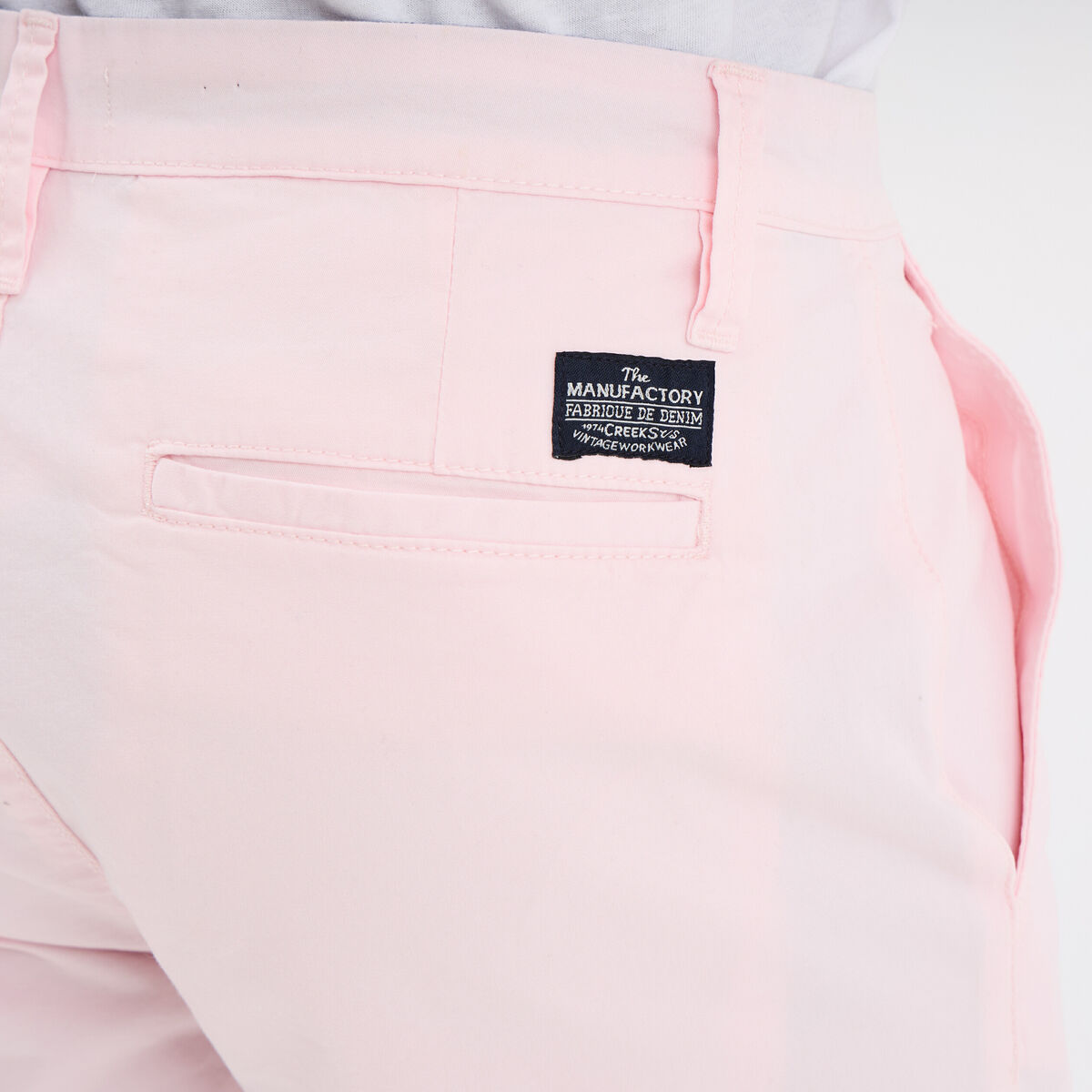 Bermuda short chino straight stretch rose homme