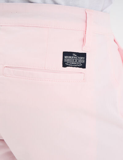 Bermuda short chino straight stretch rose homme