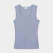 Débardeur coton bords dentelle bleu gris femme