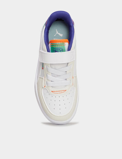 Tennis basses à scratchs Puma Caven blanc garçon