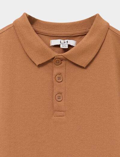 Polo manches courtes à détail brodé camel garçon