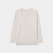 Pull col en V manches longues ecru femme grande taille