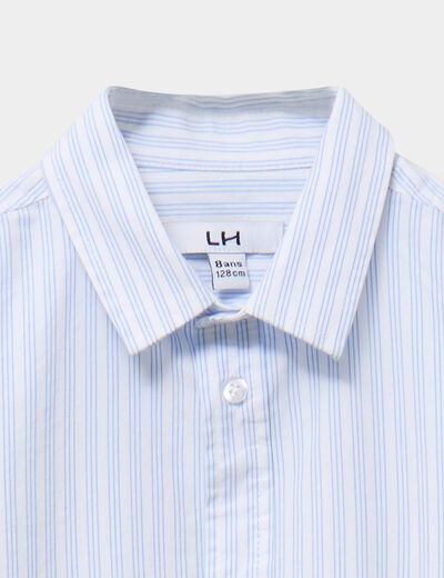 Chemise col italien coton bleu ciel gar&ccedil;on