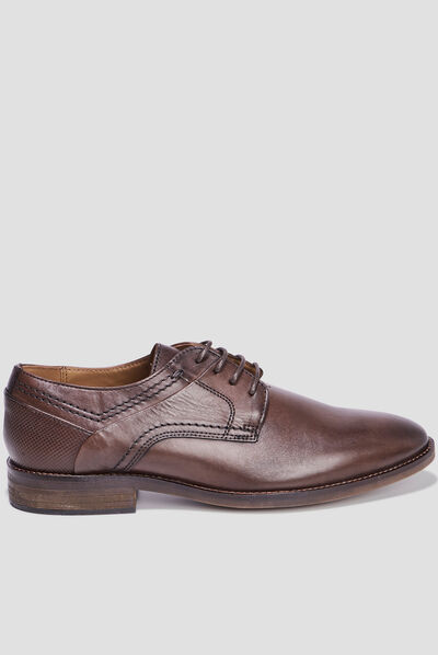 Derbies à lacets en cuir marron homme