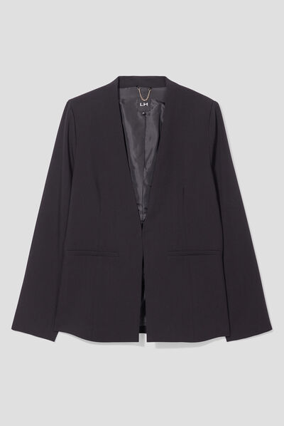 Veste blazer cintrée col en V noir femme