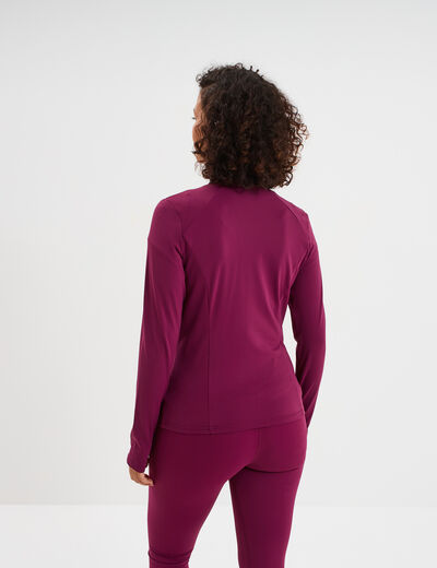 Veste de sport ajust&eacute;e avec fermeture violet fonc&eacute; femme