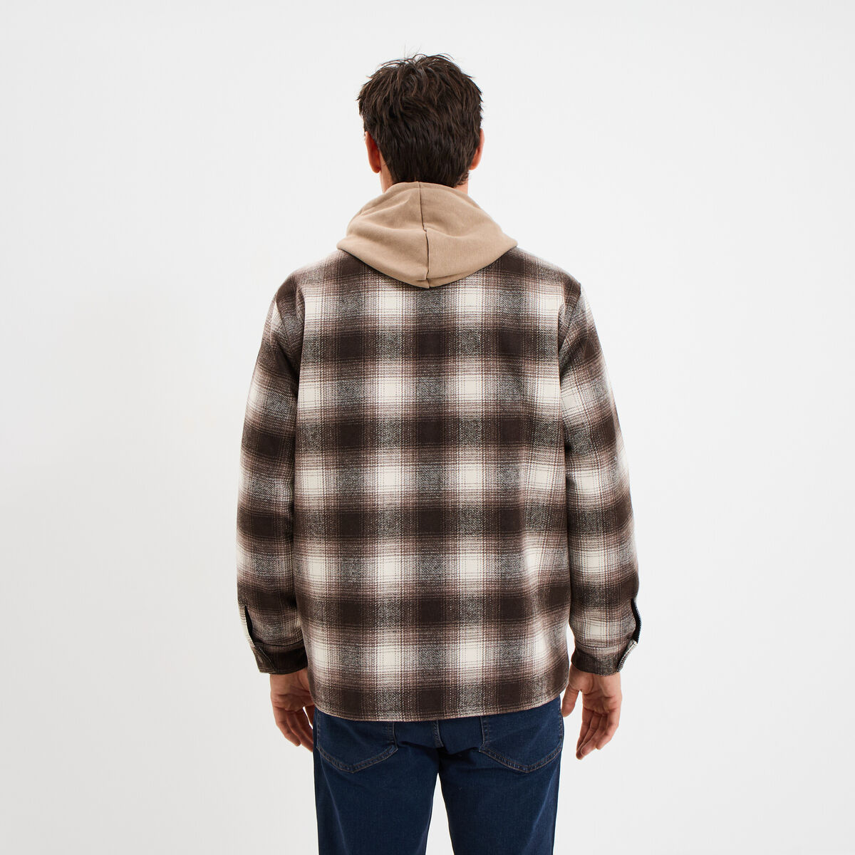 Surchemise 1 poche manches longues taupe homme