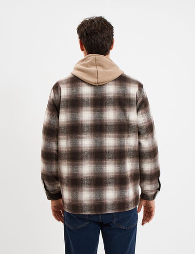 Surchemise 1 poche manches longues taupe homme