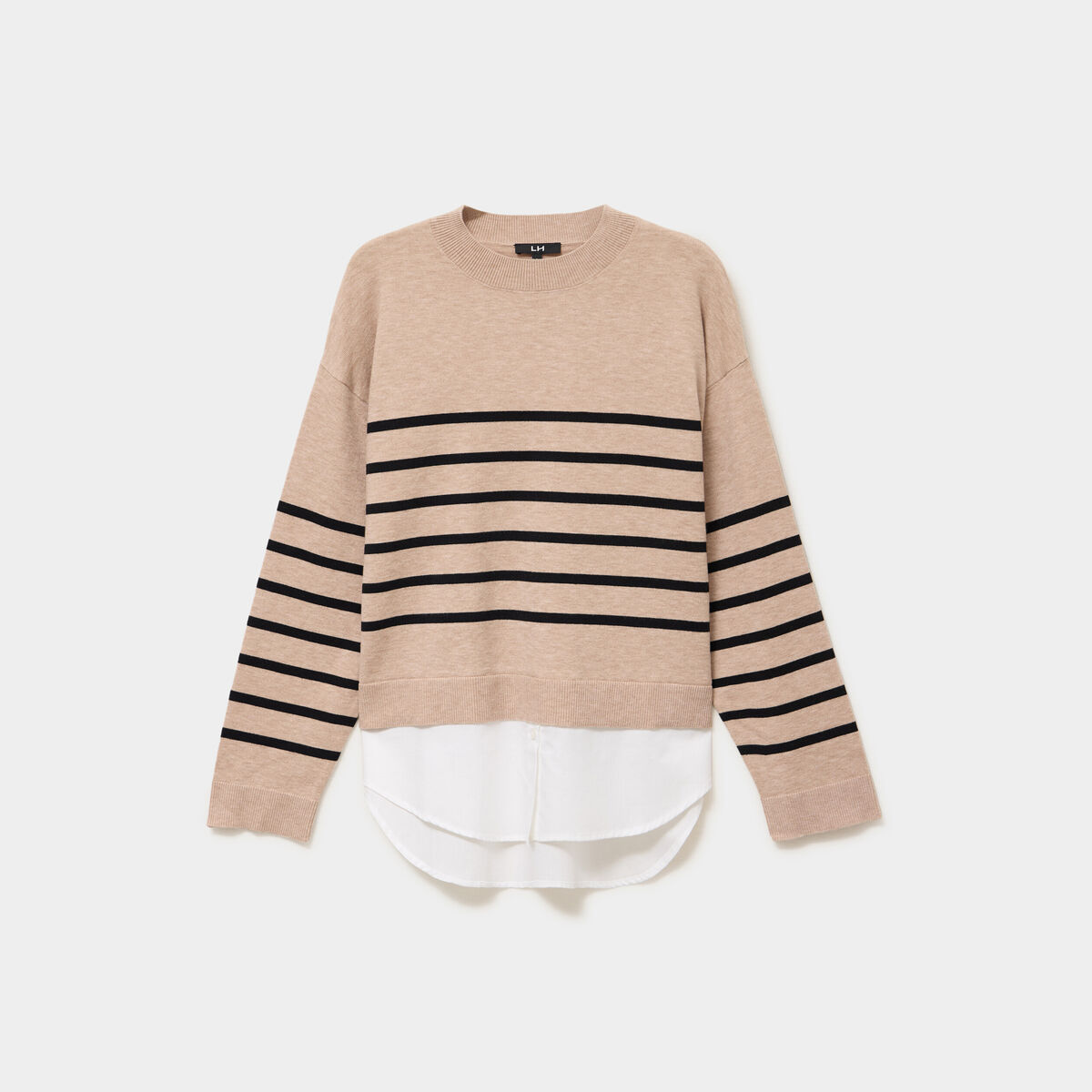 Pull effet 2-en-1 beige clair femme