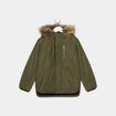 Parka droite doubl&eacute;e &agrave; capuche vert kaki gar&ccedil;on