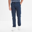 Pantalon chino droit stretch retroussé bleu foncé homme