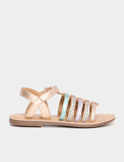 Sandales brides tressées en cuir multicolore fille