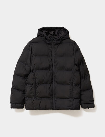 Doudoune courte &agrave; capuche d&eacute;perlante noir homme