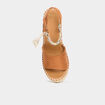 Sandales espadrille compens&eacute;es su&eacute;dine marron femme