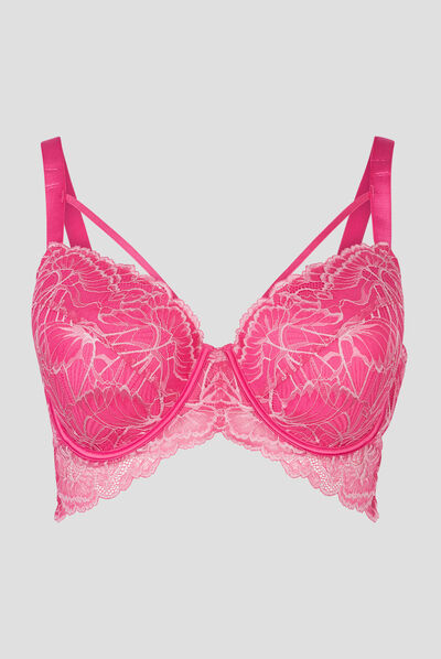 Soutien-gorge emboîtant dentelle rose fushia femme grande taille