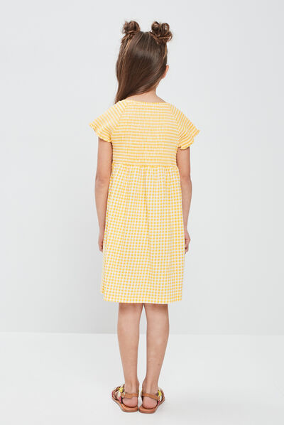 Robe évasée smockée Creeks ecru fille