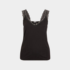 debardeur bretelles larges col en v noir femmegt Débardeur bretelles larges col en V noir femme grande taille
